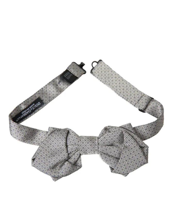Dolce &amp; Gabbana Gray Silk Adjustable Neck Men Bow Tie