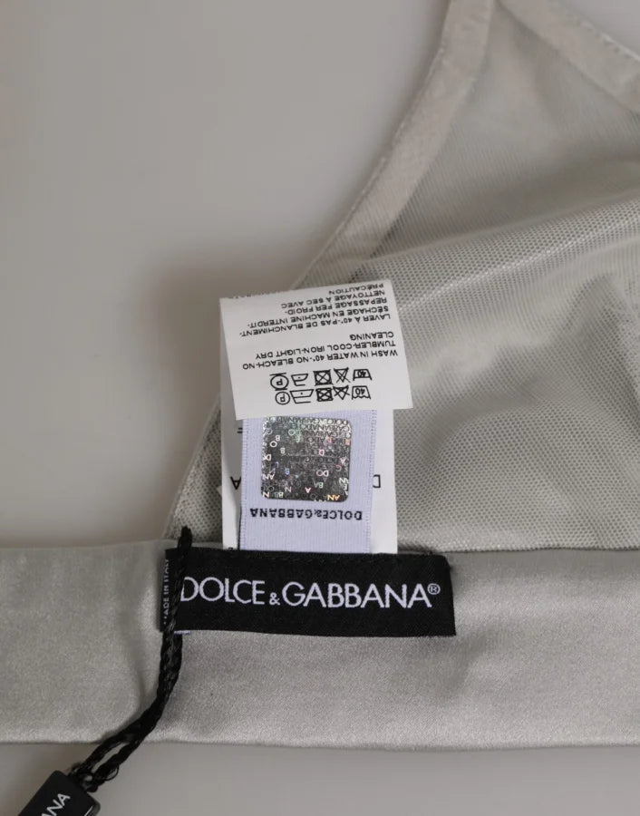 Dolce &amp; Gabbana Gray Silk Satin Triangle Soft Cup Bra Underwear