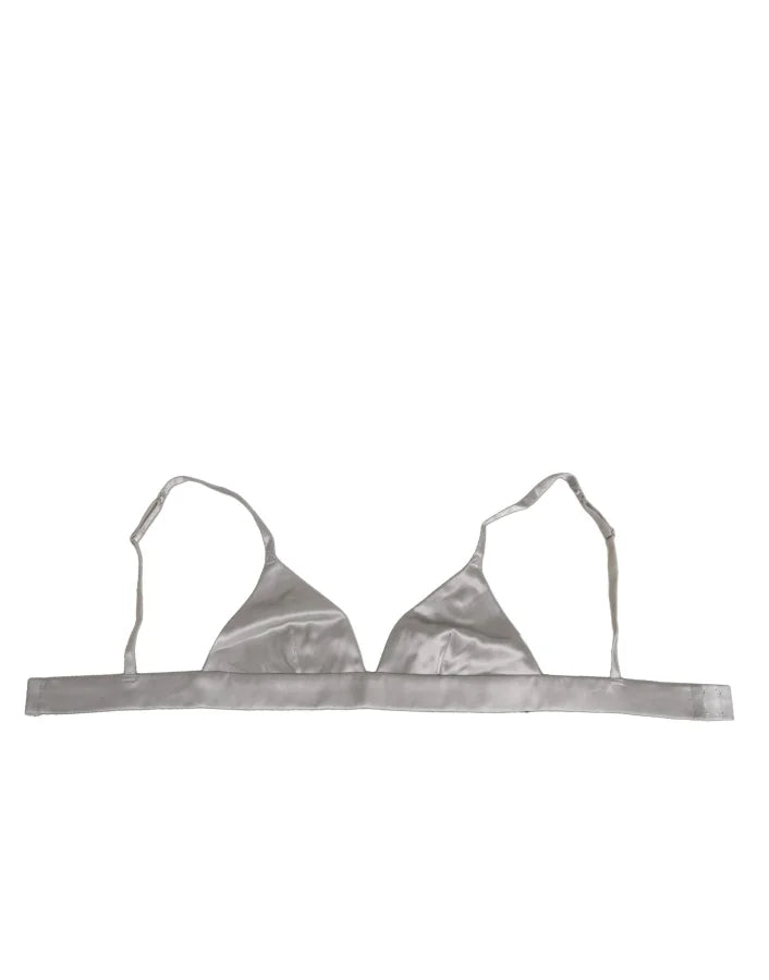 Dolce &amp; Gabbana Gray Silk Satin Triangle Soft Cup Bra Underwear
