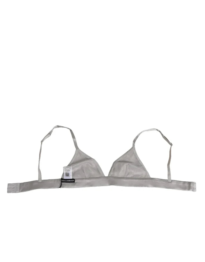 Dolce &amp; Gabbana Gray Silk Satin Triangle Soft Cup Bra Underwear