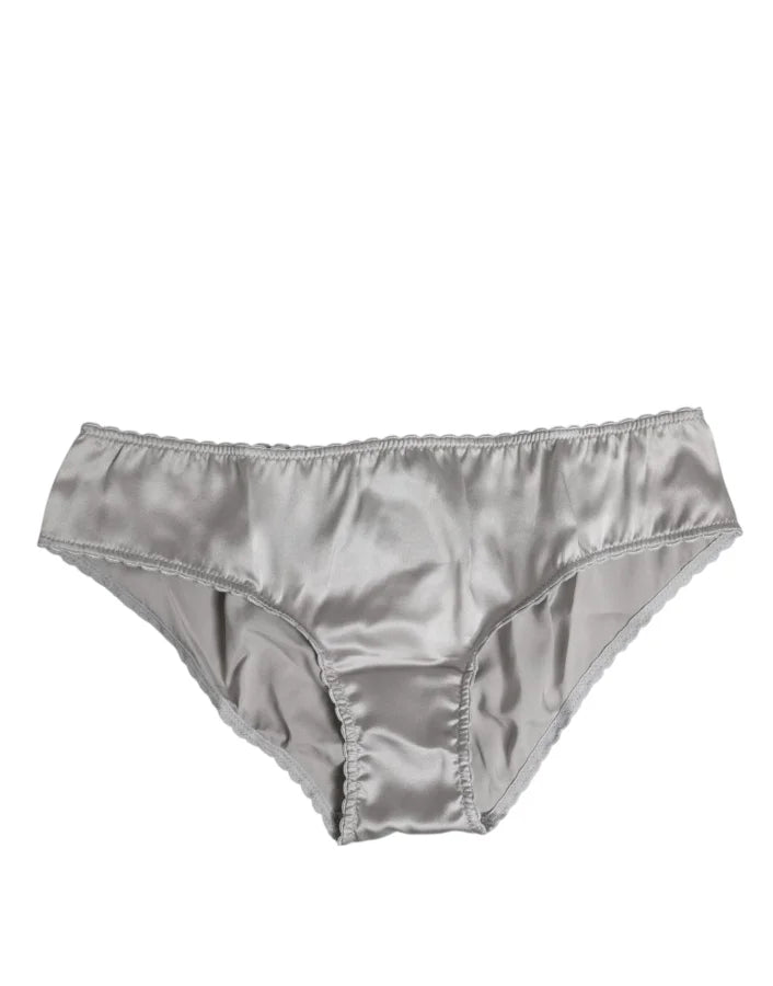 Dolce &amp; Gabbana Gray Silk Stretch Bottom Low Waist Panty Underwear