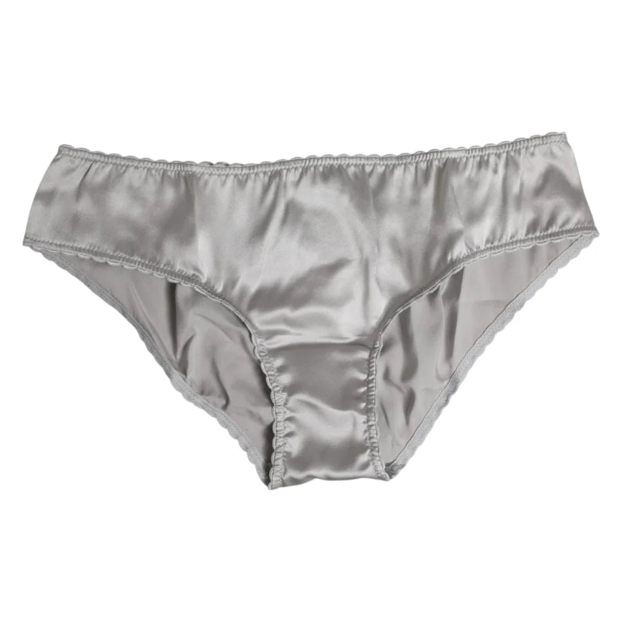 Dolce &amp; Gabbana Gray Silk Stretch Bottom Low Waist Panty Underwear