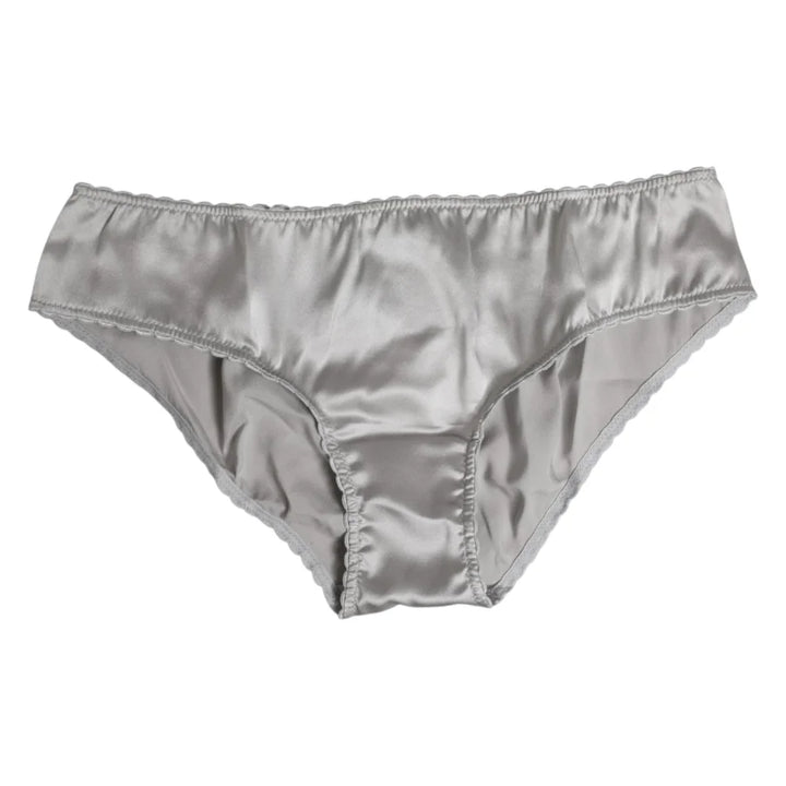 Dolce &amp; Gabbana Gray Silk Stretch Bottom Low Waist Panty Underwear