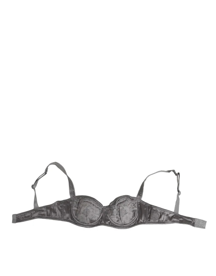 Dolce &amp; Gabbana Gray Silk Underwired Balconette Bra Underwear