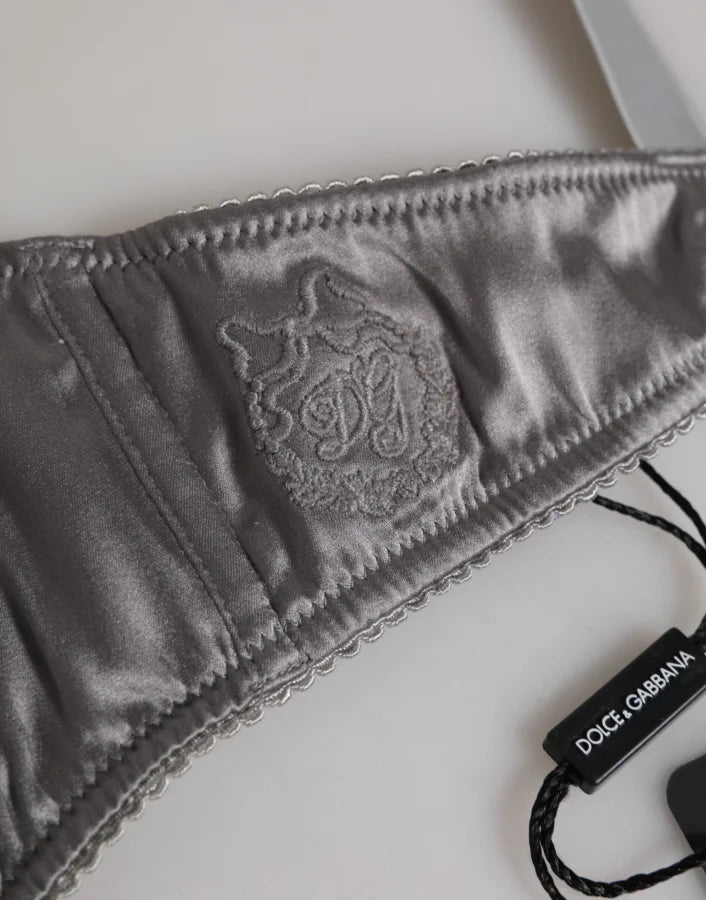 Dolce &amp; Gabbana Gray Silk Underwired Balconette Bra Underwear