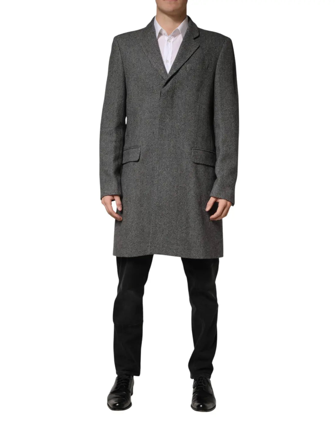 Dolce &amp; Gabbana Gray Single Breasted Men Trench Coat Jacket