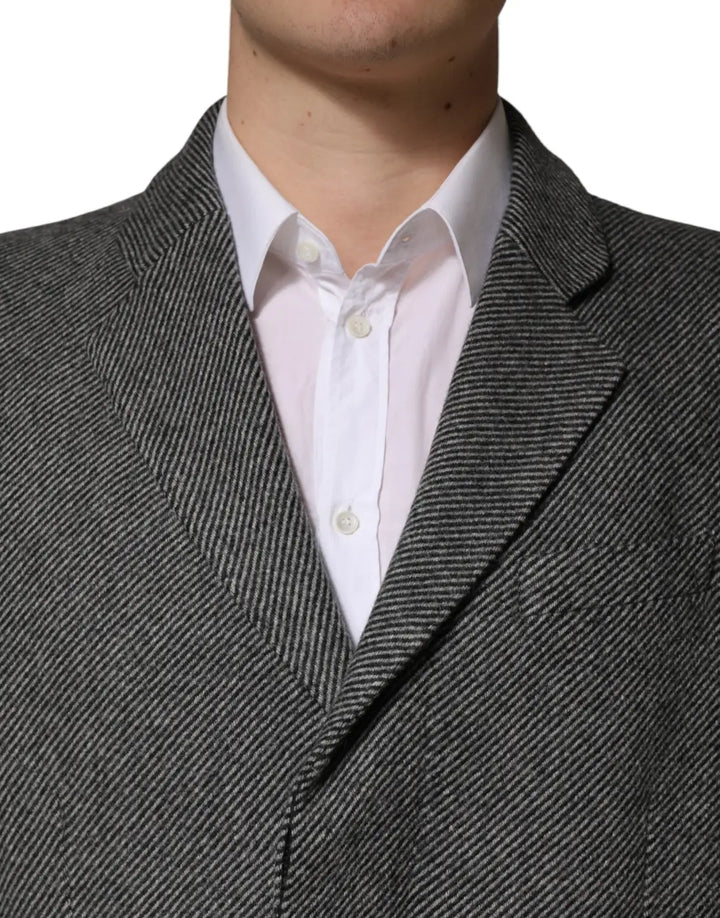 Dolce &amp; Gabbana Gray Single Breasted Men Trench Coat Jacket
