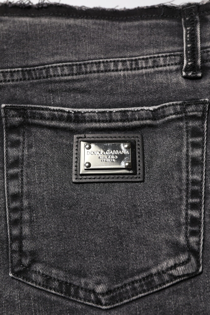 Dolce &amp; Gabbana Gray Skinny Cotton Mid Waisted Denim Jeans