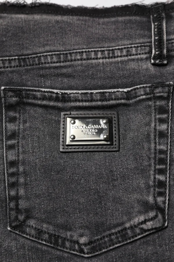 Dolce &amp; Gabbana Gray Skinny Cotton Mid Waisted Denim Jeans
