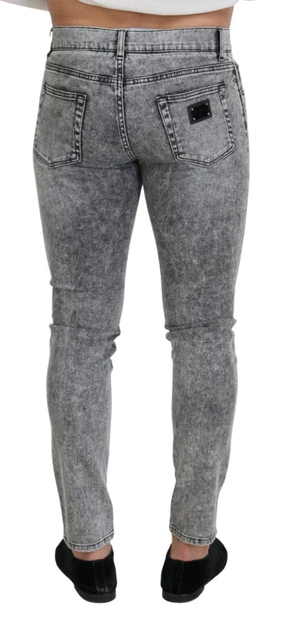 Dolce &amp; Gabbana Gray Slim Fit Wash Stretch Cotton Denim Jeans