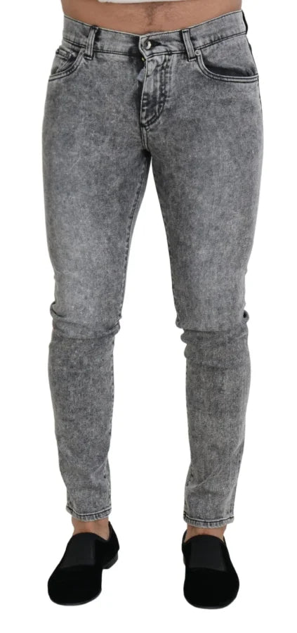 Dolce &amp; Gabbana Gray Slim Fit Wash Stretch Cotton Denim Jeans