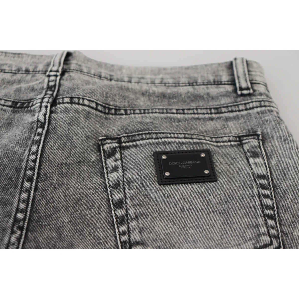 Dolce & Gabbana Gray Slim Fit Wash Stretch Cotton Denim Jeans