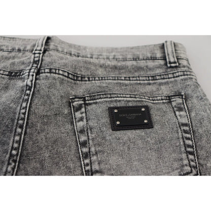 Dolce & Gabbana Gray Slim Fit Wash Stretch Cotton Denim Jeans