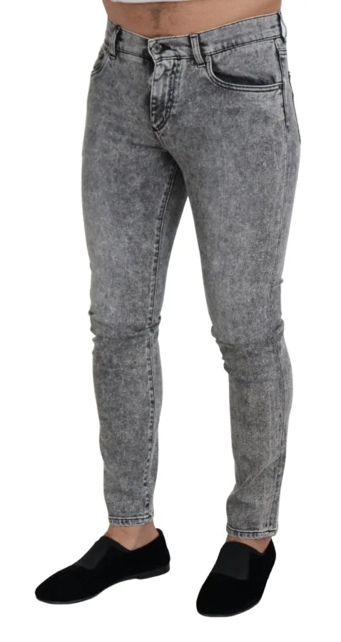 Dolce &amp; Gabbana Gray Slim Fit Wash Stretch Cotton Denim Jeans