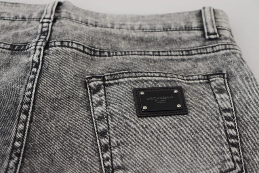Dolce &amp; Gabbana Gray Slim Fit Wash Stretch Cotton Denim Jeans