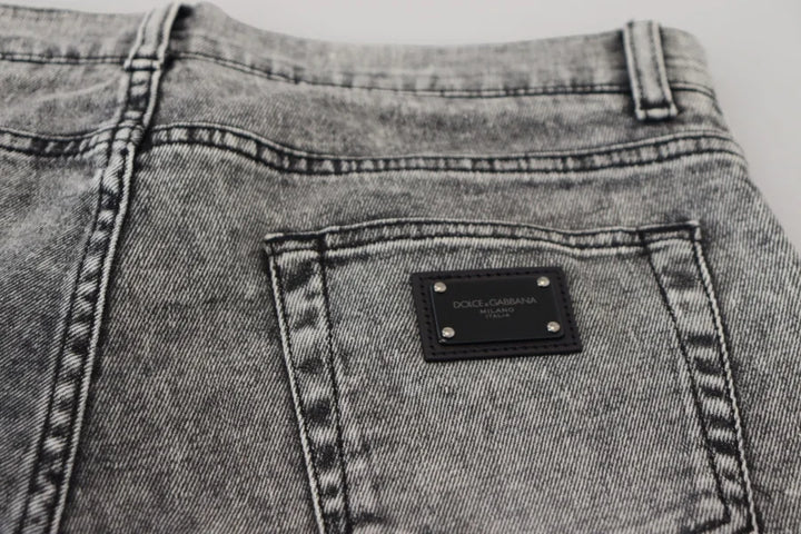 Dolce &amp; Gabbana Gray Slim Fit Wash Stretch Cotton Denim Jeans