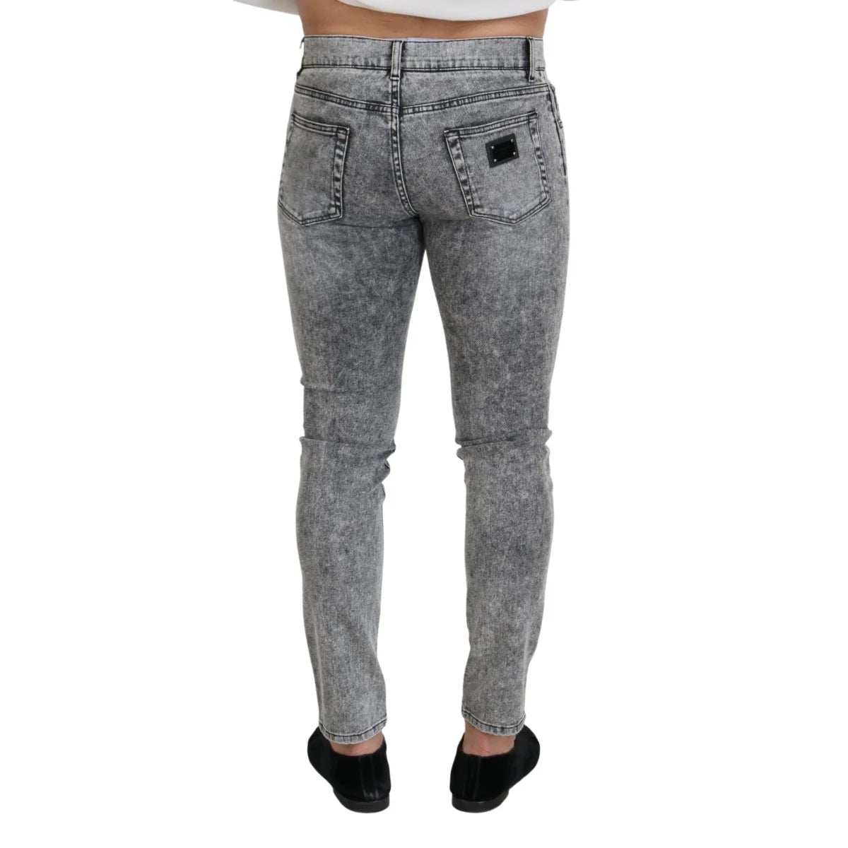 Dolce & Gabbana Gray Slim Fit Wash Stretch Cotton Denim Jeans