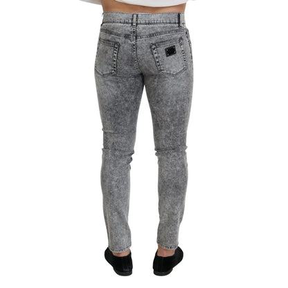 Dolce & Gabbana Gray Slim Fit Wash Stretch Cotton Denim Jeans