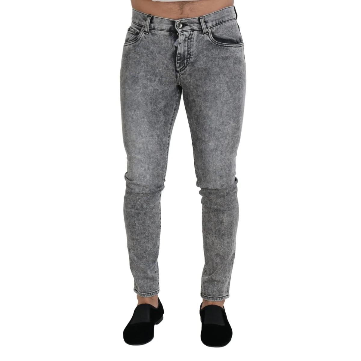 Dolce & Gabbana Gray Slim Fit Wash Stretch Cotton Denim Jeans