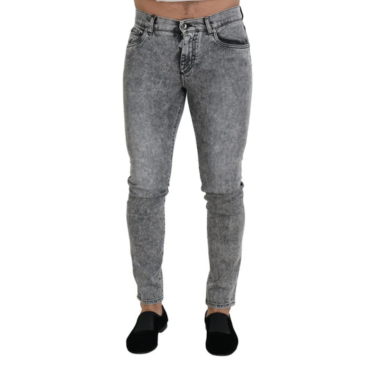 Dolce & Gabbana Gray Slim Fit Wash Stretch Cotton Denim Jeans