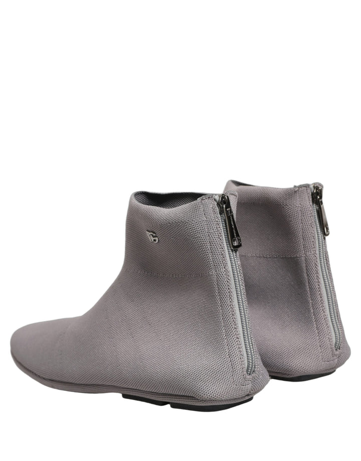 Dolce &amp; Gabbana Gray Stretch Mesh Men Ankle Boots Shoes