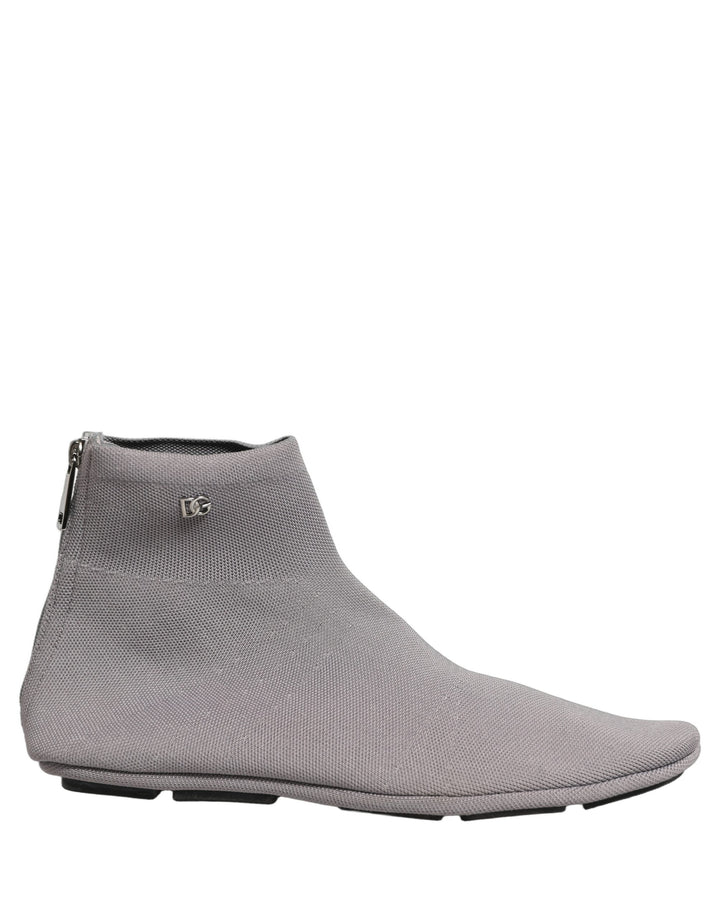 Dolce &amp; Gabbana Gray Stretch Mesh Men Ankle Boots Shoes