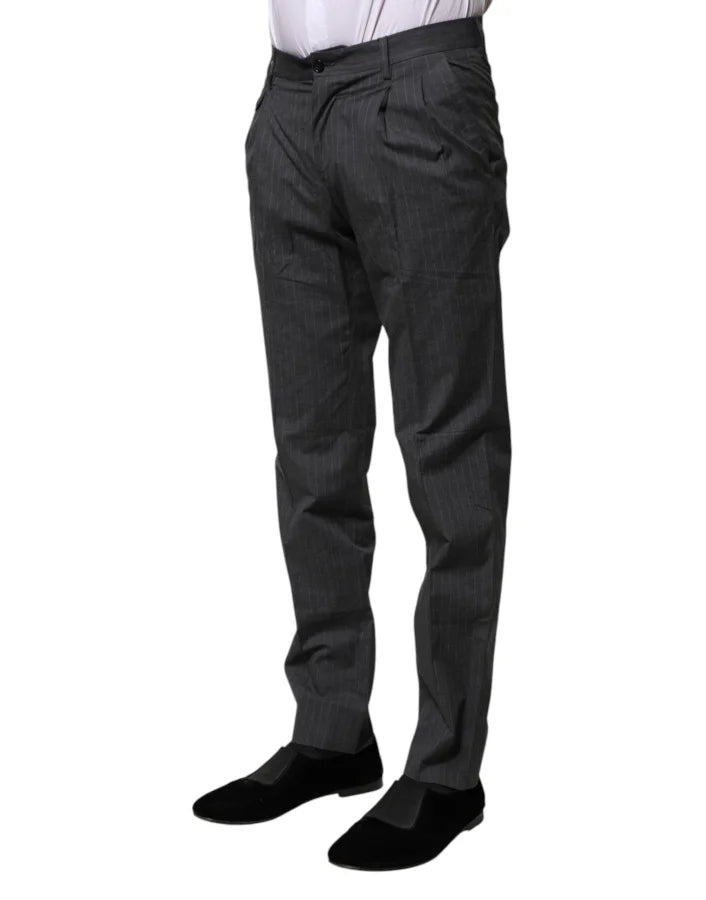 Dolce &amp; Gabbana Gray Striped Cotton Formal Pants
