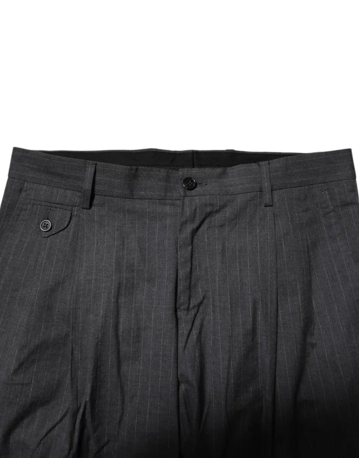Dolce &amp; Gabbana Gray Striped Cotton Formal Pants