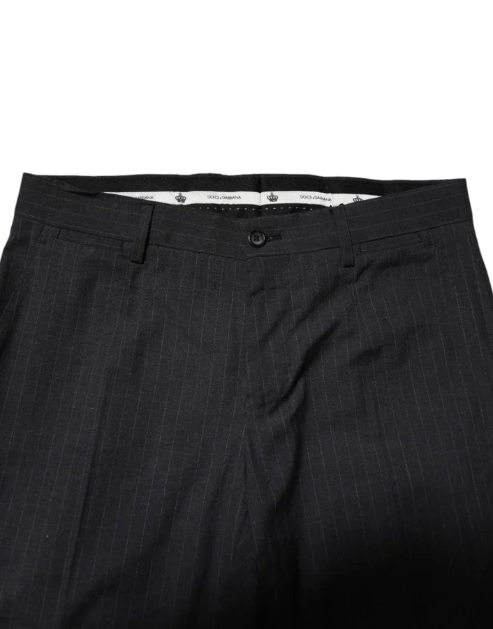 Dolce &amp; Gabbana Gray Striped Cotton Formal Pants