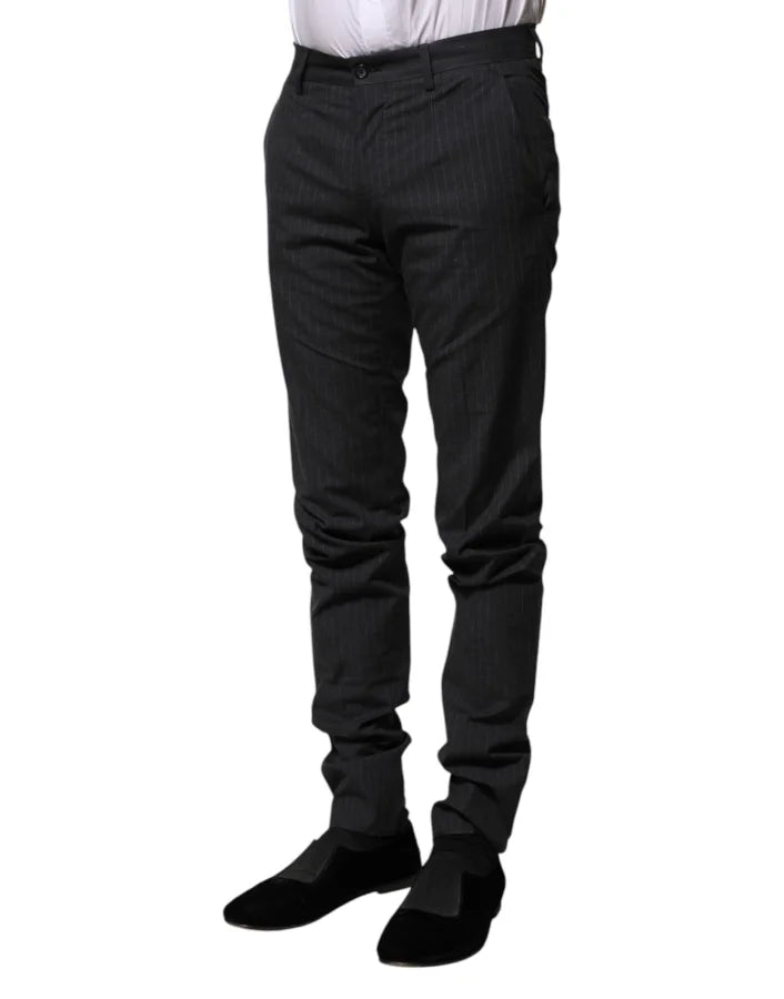 Dolce &amp; Gabbana Gray Striped Cotton Formal Pants