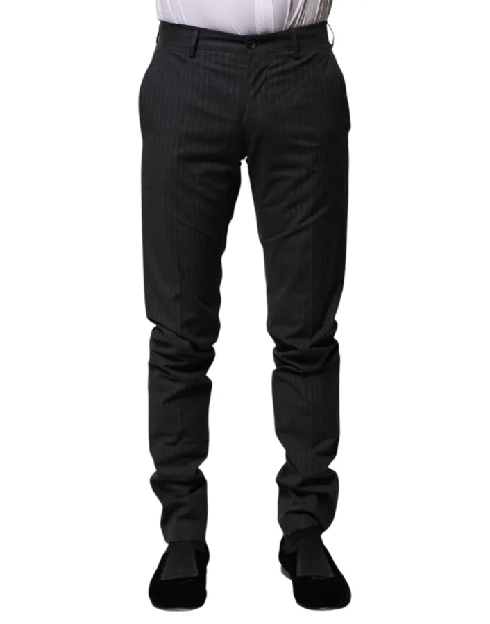 Dolce &amp; Gabbana Gray Striped Cotton Formal Pants