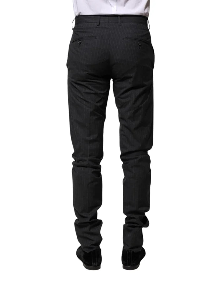 Dolce &amp; Gabbana Gray Striped Cotton Formal Pants