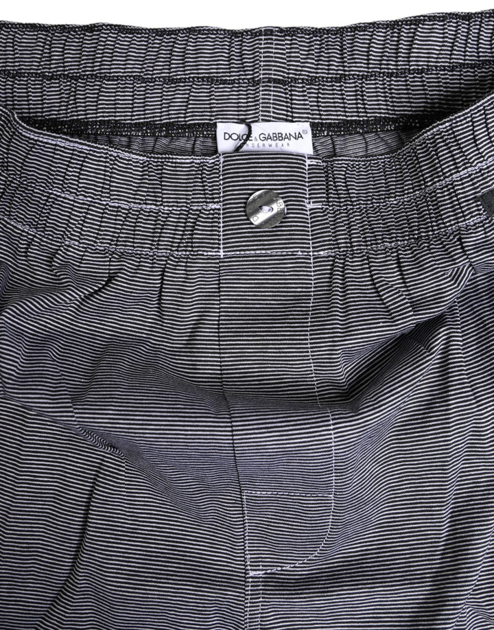 Dolce &amp; Gabbana Gray Striped Cotton Regular Boxer Underwear