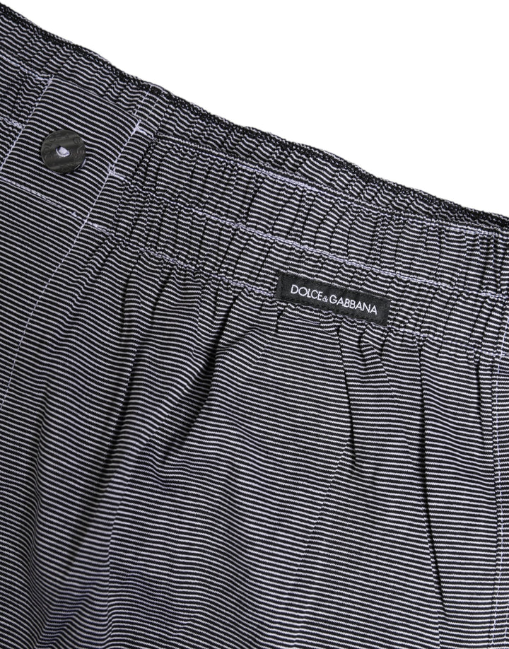 Dolce &amp; Gabbana Gray Striped Cotton Regular Boxer Underwear