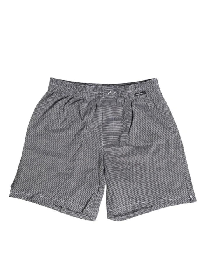 Dolce &amp; Gabbana Gray Striped Cotton Regular Boxer Underwear
