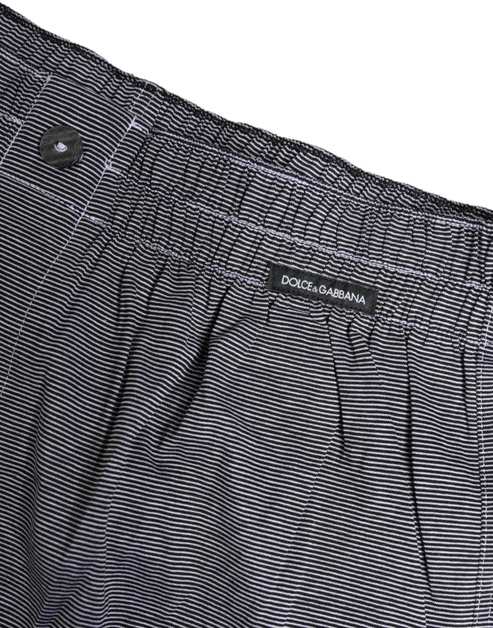 Dolce &amp; Gabbana Gray Striped Cotton Regular Boxer Underwear