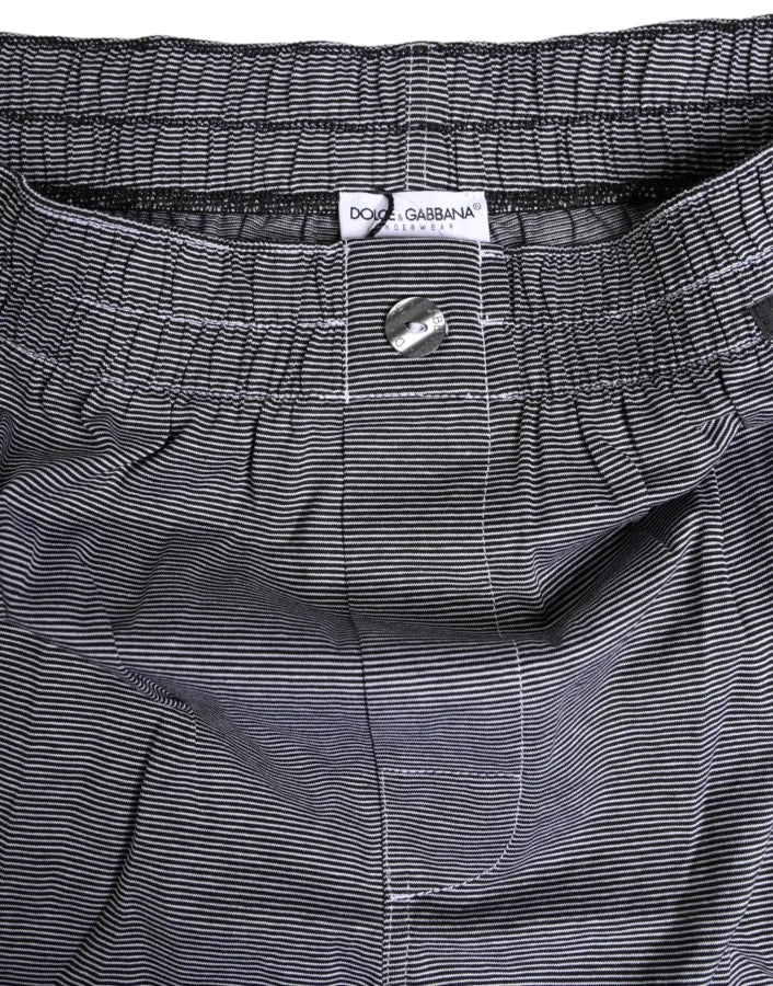 Dolce &amp; Gabbana Gray Striped Cotton Regular Boxer Underwear