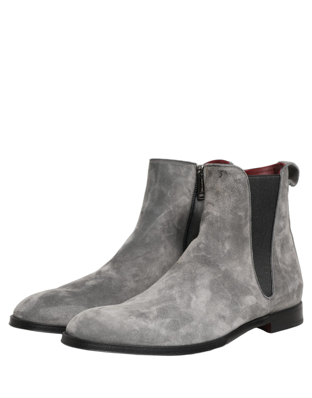 Dolce &amp; Gabbana Gray Suede Leather Chelsea Boots Shoes