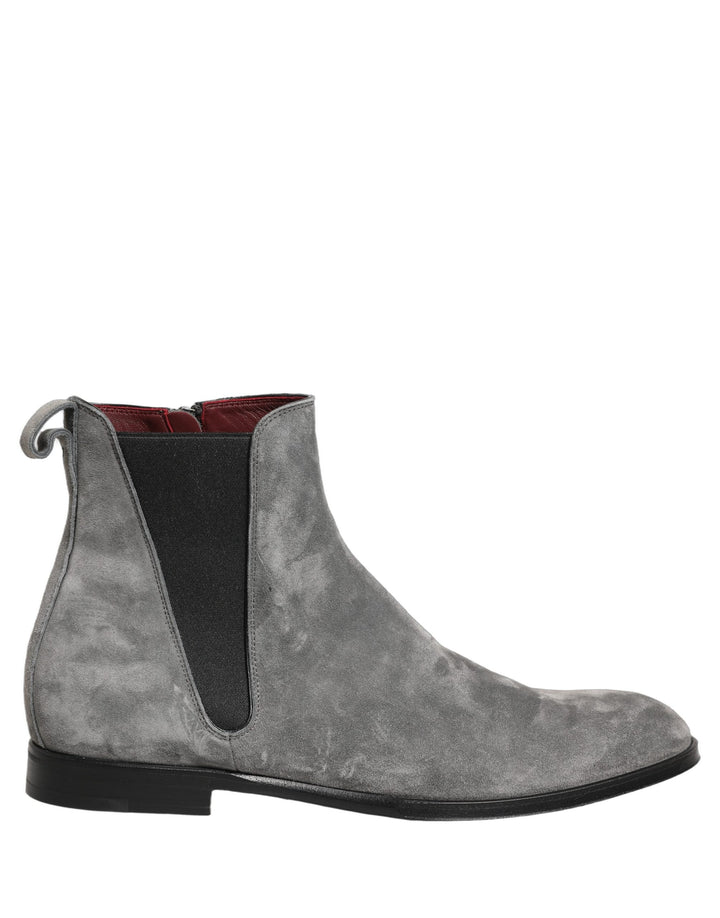 Dolce &amp; Gabbana Gray Suede Leather Chelsea Boots Shoes