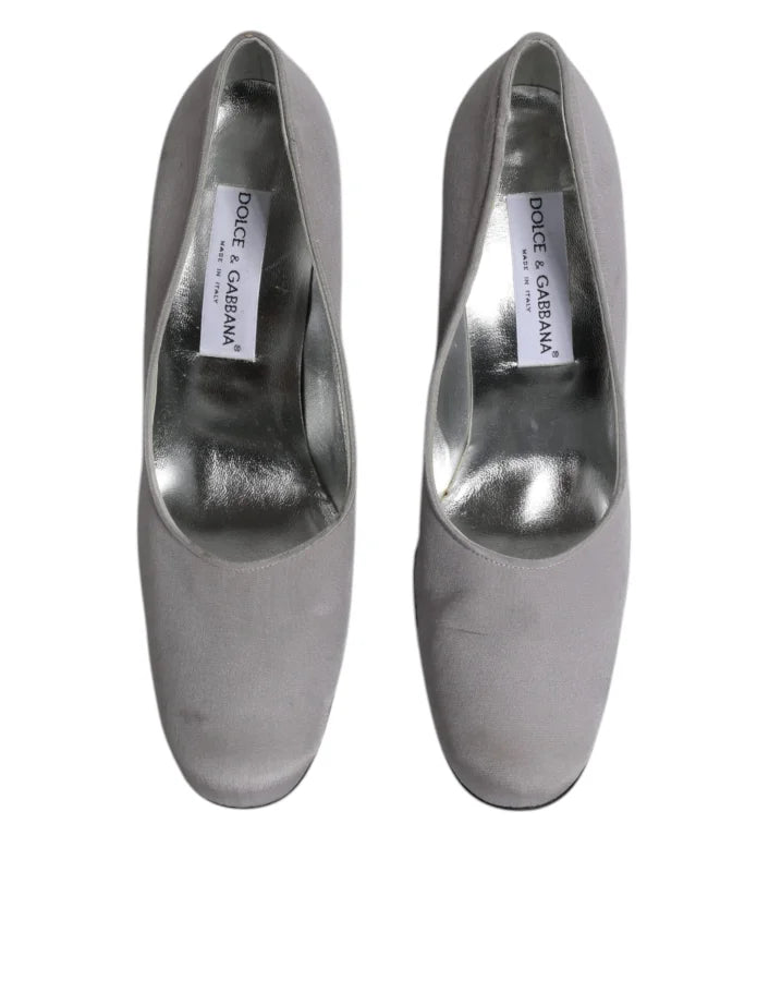 Dolce &amp; Gabbana Gray Suede Leather High Heel Pumps Shoes