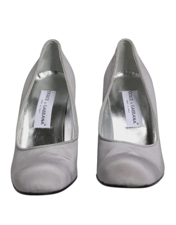 Dolce &amp; Gabbana Gray Suede Leather High Heel Pumps Shoes