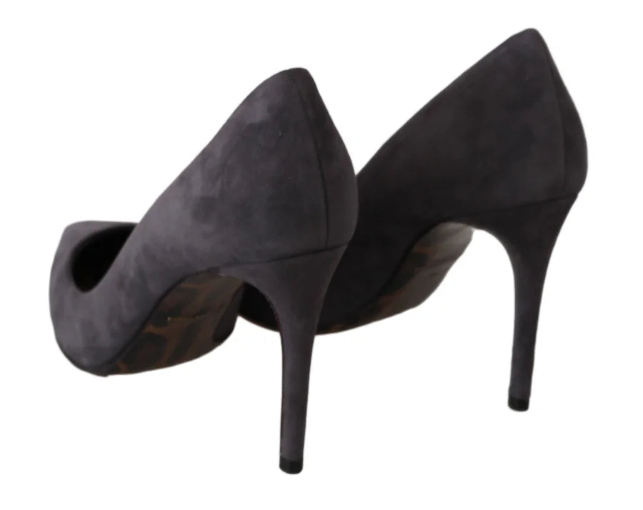 Dolce &amp; Gabbana Gray Suede Leather Stiletto Shoes Heels
