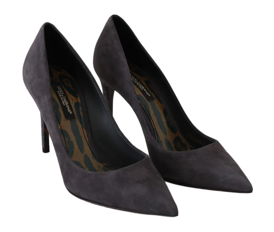 Dolce &amp; Gabbana Gray Suede Leather Stiletto Shoes Heels