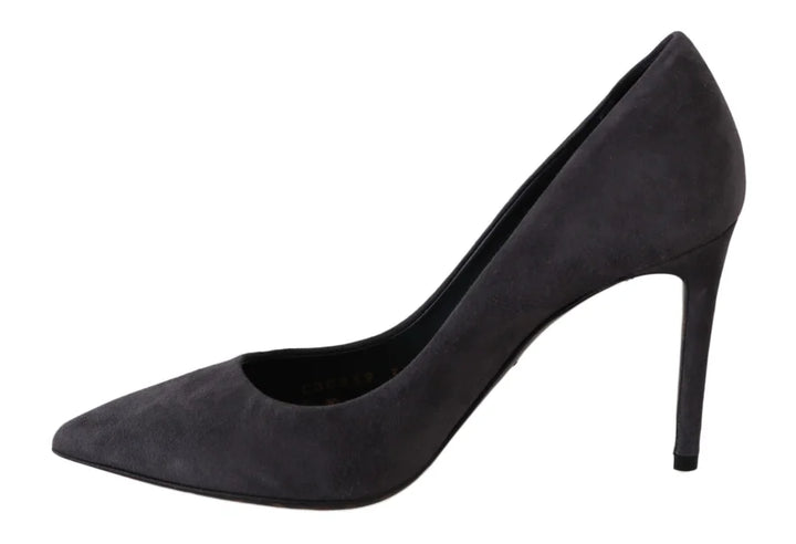 Dolce &amp; Gabbana Gray Suede Leather Stiletto Shoes Heels