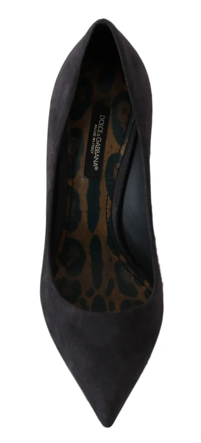 Dolce &amp; Gabbana Gray Suede Leather Stiletto Shoes Heels
