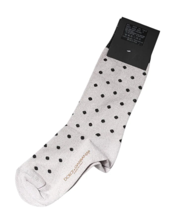 Dolce &amp; Gabbana Gray Viscose Stretch Dotted Socks