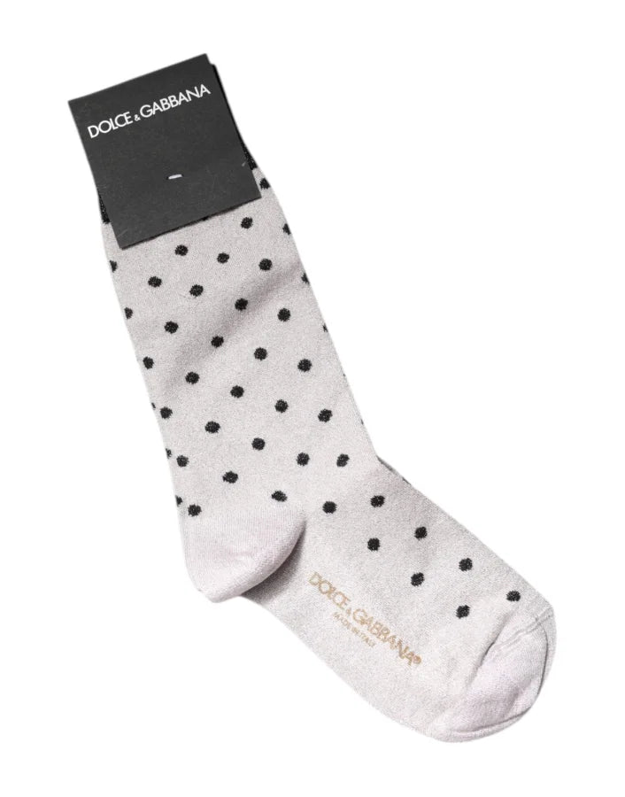Dolce &amp; Gabbana Gray Viscose Stretch Dotted Socks