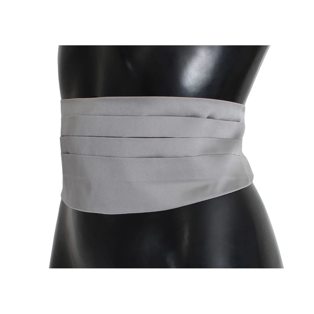 Dolce & Gabbana Gray Waist Belt Silk Cummerbund