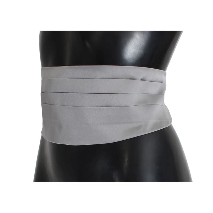 Dolce & Gabbana Gray Waist Belt Silk Cummerbund