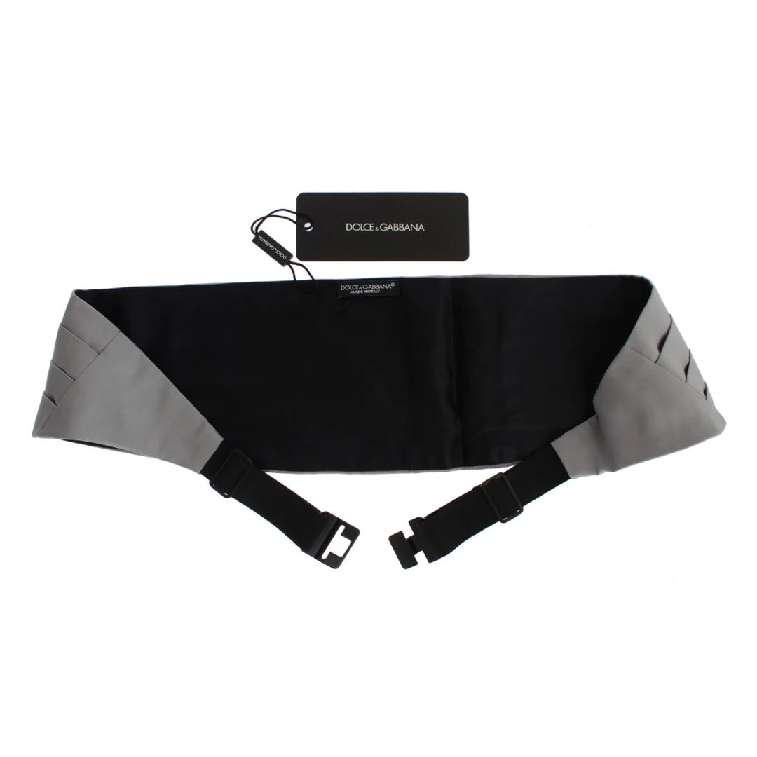Dolce & Gabbana Gray Waist Belt Silk Cummerbund